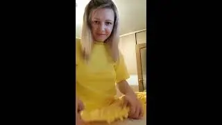 Плед из плюшевой пряжи Ализе Puffy Fine, цвет - жёлтый, размер пледа 97*113 см