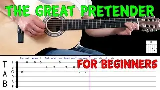 THE GREAT PRETENDER | Easy guitar melody lesson for BEGINNERS (with tabs) - The Platters