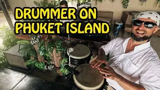 Drummer on Phuket island. Conga drumming in best beach club of Phuket. Events, party, weddings.