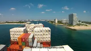 Container Ship Coming to Miami Fully Laden, What a beautiful approach