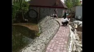 Укрепление берега пруда