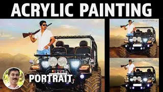Acrylic Painting Progression | Photorealistic Portrait | Muralidhar Suvarna