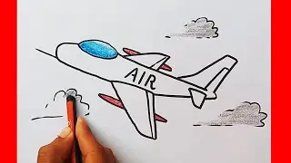 Aeroplane Drawing painting and colouring for kids and children| How to draw and learn cute easy