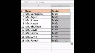 Add gender in the Excel sheet column # Excel tips# viral#tricks# yt shorts#youtube shorts# trending