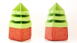 Christmas Tree Box. Origami Box for Christmas Gift