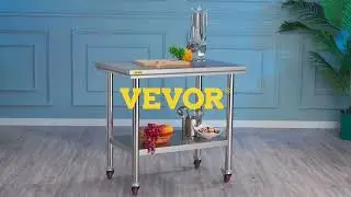 VEVOR Stainless Steel Work Table with Wheels - Ultimate Prep Table for Busy Kitchens!