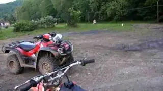Fat boy on a little fourwheeler