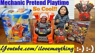 Children's TOY CARS: Mechanic Pretend Playtime. Building a Toy Car and Tools Playset Unboxing