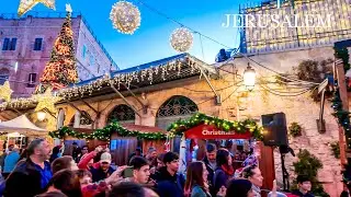 Christmas festive atmosphere and illumination in the Old City of Jerusalem , Israel 2025