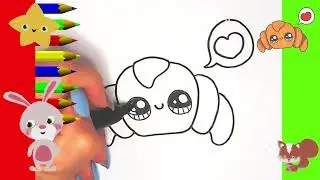 Kawaii. Dibujos para dibujar. Dibujos cute para hacer muy fácil. Cruasán 🥐