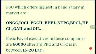 In hand salary in psu through GATE 2019