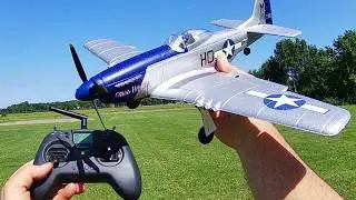 Eachine P-51D Miss Helen Brushless RTF RC Airplane Flight Test Review