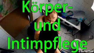Washing in a Wheelchair with Penis Care Despite Erection - Body and Intimate Care for a Man - 18+