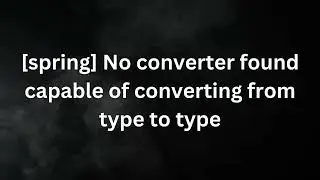 spring - No converter found capable of converting from type to type