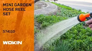WOKIN Mini Garden Hose Reel Set with 8-Pattern Spray Nozzle