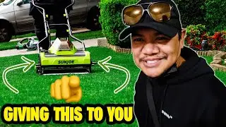 GIVING AWAY OUR MODDED SUNJOE ELECTRIC REEL MOWER! Oh and I'm sick 🤒🤧