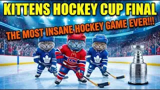BRITISH BLUE CATS KITTENS PLAYING HOCKEY GAME!