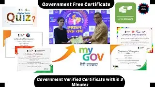 Government of India Free certificate| 4 Free Quiz Certificate 🔥| MyGovernment Quiz with Certificate|