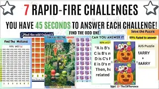Test Your Brain!  7 Rapid-Fire Challenges! 🔍 #spotthedifference #findtheoddoneout #emojichallenge