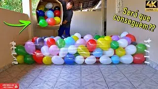 Coloquei uma barreira grande de balões - Vamos ver se é selvagem mesmo