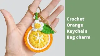 How to Crochet Keychain Orange Bag Charm Accessory | Easy Crochet for Beginners 🧶