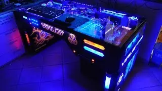 PROJECT VIRUS Extreme liquid cooled PC desk.