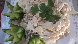 Салат с куринной грудкой и ананасами. Товук гуштидан салат.