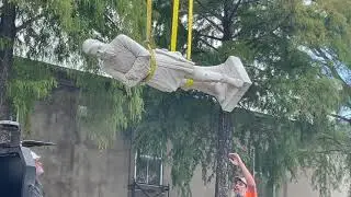 Confederate General Alfred Mouton Statue Moved From Downtown Lafayette - RAW VIDEO
