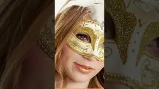 Venezianische Maske mit Federn gold | dressforfun