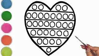 Drawing and Coloring a Heart POP IT🌈🔴🟡🟣🔵🟠 Easy Drawing for kids