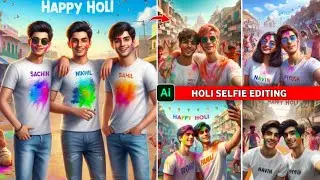 SELFIE with friends during HOLI time Ai image 😍 || Happy Holi Ai Photo Editing - Ghaus Editz
