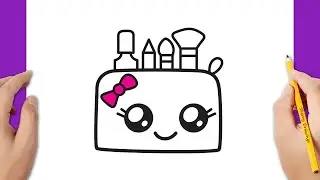 HOW TO DRAW A MAKEUP BRUSH SET KAWAII EASY