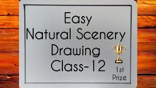 Beautiful natural scenery drawing | Mountain river  scenery drawing | Simple scenery drawing