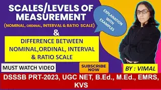 278.SCALES OF MEASUREMENT: NOMINAL,ORDINAL, INTERVAL & RATIO SCALE & DIFFERENCE BETWEEN THESE SCALES