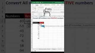 Convert all numbers into positive numbers in excel 