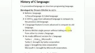 History of C language