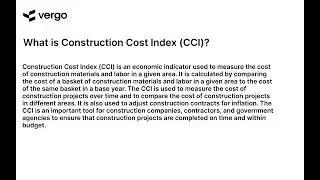 Understanding the Construction Cost Index (CCI)