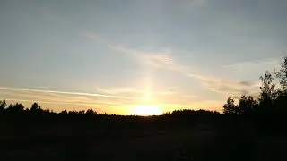Световой столб. Восход солнца.