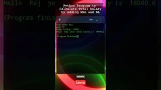 Python Program to Calculate Total Salary by adding HRA and Da #itzrafiq #coding #python #class8 #py