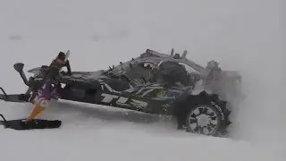 Hpi baja in the snow with skis