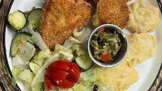 Fish Dinner: Fried Swai Fish, Hush Puppies ,Creamed Potatoes & Salad!