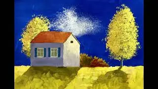 пейзаж с домиком  Мастер класс