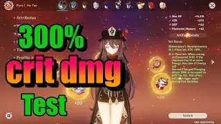 Hu Tao 300% crit dmg, shimenawa full set test