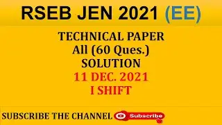 RSEB JEN EE Exam 2021 | | 11 DEC. 2021 1st Shift | RVUNL JEN EE Exam 2021 | By Amit Singhal