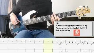 Mark Ronson ft. Bruno Mars - Uptown Funk BASS COVER + PLAY ALONG TAB + SCORE PDF