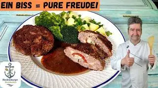 Rezept: Gefüllte Käse Frikadellen mit Turbo Soße & Brokkoli!