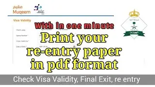 how to check re entry visa in saudi arabia | Print Re-entry Paper in paf | Visa Validity Muqeem
