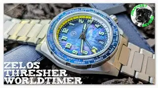 Zelos Thresher Worldtimer: Wholly Reimagined. Dual Mother of Pearl, Lumicast, Hardened Titanium, etc