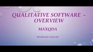 Overview of Qualitative Software -  MAXQDA