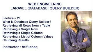 Lecture 20 Laravel Tutorial |Database Query Builder | Database opearation without using Model
